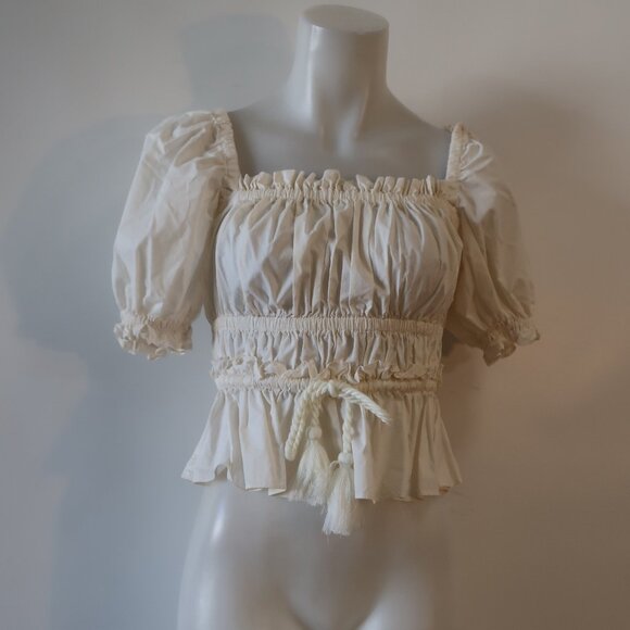 Womens Ulla Johnson White Smocked/Ruffled Top 0 - Picture 1 of 7